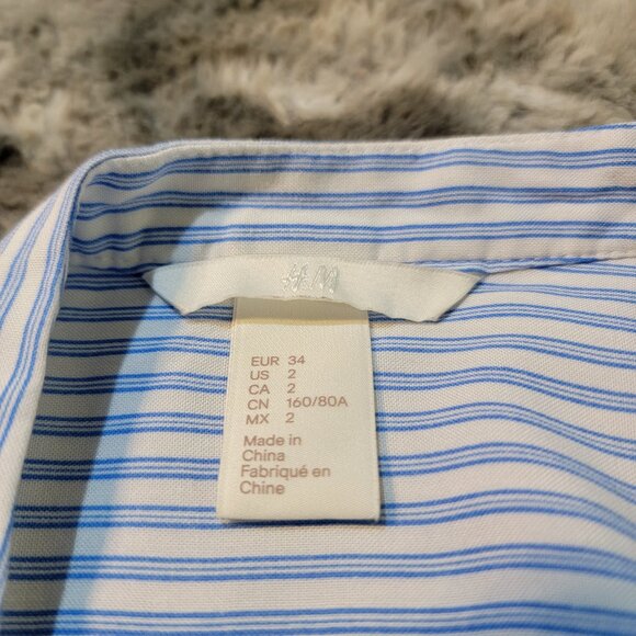 H&M Womens Blue and White Striped Tunic Size 2 100% Viscose - Picture 10 of 15